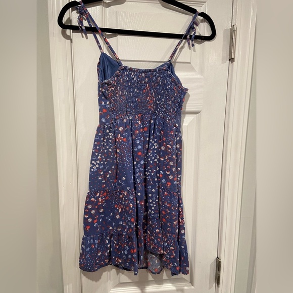 Japna Size XS Thin Adjustable Strap Smocked Back Blue Red Floral Sun Dress - Picture 6 of 10